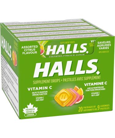 Halls Vitamin C Assorted Citrus Cough Drops 9 count 20 Packs Cough Drops Vitamin C 180 count (Pack of 1) - Buy Online on SooperMarket.com