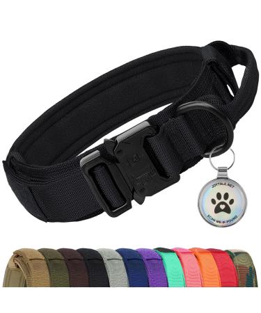 Joyal tactical dog collar |Dog collar with handle |Dog collar large dogs with QR code dog brand black XL XL black