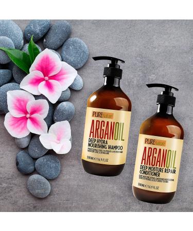 Moroccan Argan Oil Shampoo and Conditioner Set - SLS Sulfate Free - Ideal Gift for Damaged, Dry, Curly, or Frizzy Hair - Thickening Formula for Fine/Thin Hair - Safe for Color & Keratin Treated Hair - Buy Online on SooperMarket.com
