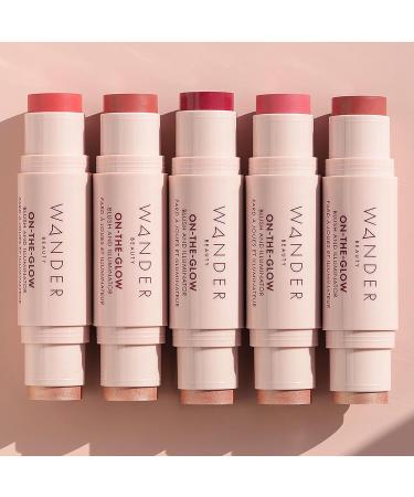 Wander Beauty On-the-Glow Blush and Illuminator - Strawberry Fields/Nude Glow - 7-in-1 Hydrating Stick Blush & Highlighter for Cheeks, Lips, Face & Body - Buy Online on SooperMarket.com