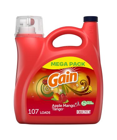 Gain + Aroma Boost Liquid Laundry Detergent, Apple Mango Tango Scent, 107 Loads, 154 fl oz, HE Compatible Apple Mango Tango 154 Fl Oz (Pack of 1)