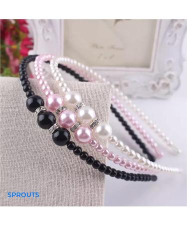 SPROUTS Girls 3-Piece Pearl Headband Set | Non-Slip Thin Fabric Hair Hoops for Kids - Buy Online on SooperMarket.com
