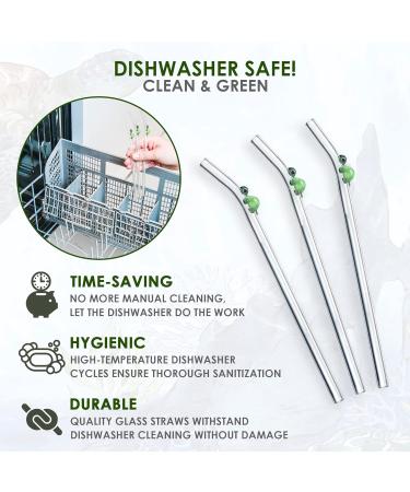 MALX 5-Pack 8.5" x 0.3" Turtle Glass Straws Set of 4 Handmade Transparent Long Straws and 1 Cleaning Brush. Suitable for Cold and hot Drinks Aesthetic Cute Straws with Charm Coquette Straws - Buy Online on SooperMarket.com