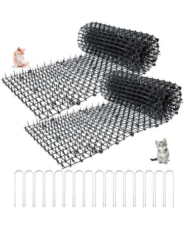 2 Pack Cat Scat Spike Mat Outdoor Cat Deterrent Mat with Spikes Prickle Strips Indoor Dog Digging Deterrent Anti Cats Network Cat Spikes with 8 Garden Staples for Garden Fence 78 11inch