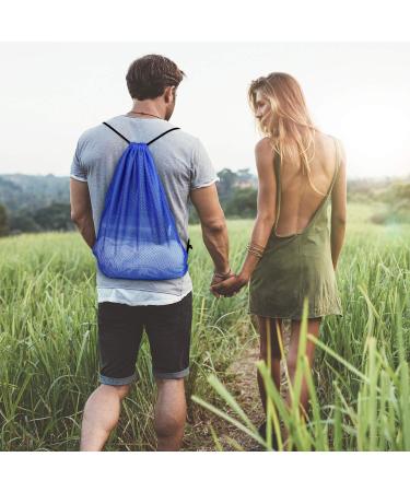 Multipurpose Dark Blue Mesh Drawstring Backpack for Swimming, Gym & Clothes - Buy Online on SooperMarket.com