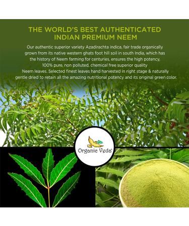 Organic Veda Neem Powder - 100% USDA Certified for Skin & Hair | Immune Support | 16 oz Pack - Buy Online on SooperMarket.com