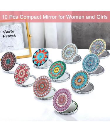 Berlune 10 Pcs Mandala Compact Mirror Bulk - Double Sided Makeup Mirror for Women & Girls - Portable Pocket Mirror Gift Set - Buy Online on SooperMarket.com