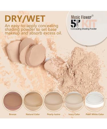 FantasyDay 5 in 1 Makeup Setting Powder Pressed Powder Cosmetics Powder Foundation Longwear Coverage with a Mattifying Finish Water- and Heat-Resistant Shine & Oil Control - Buy Online on SooperMarket.com
