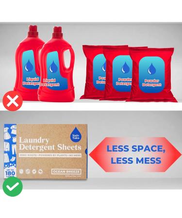 Eco-Friendly Laundry Detergent Sheets - Ocean Breeze Scent 180 Loads Portable & Space-Saving for Travel - Buy Online on SooperMarket.com