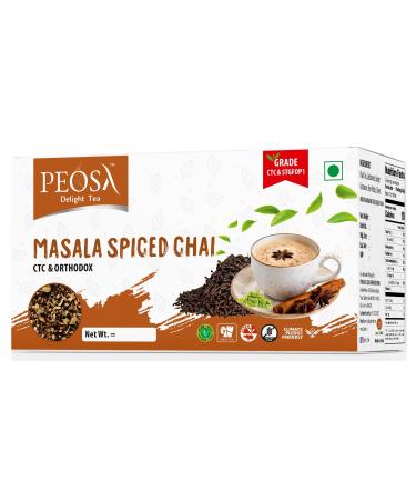Peosa Delight Tea - Assam Black Tea Masala Spiced Chai Golden Tip Orthodox Masala Chai Tea Loose Leaf Tea Cardamom|ginger|cinnamon|rose Hot & Iced Chai Tea Latte 5.29 OZ Each Box 60 CUPS.