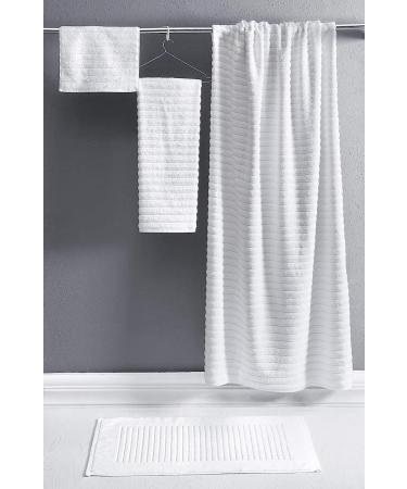 Classic Turkish Towels Premium 100% Turkish Cotton Ribbed Bath Sheet Set - 40x65 Inches, Extra Large, Quick-Dry, Absorbent, Luxury - Set of 3 White Towels - Buy Online on SooperMarket.com