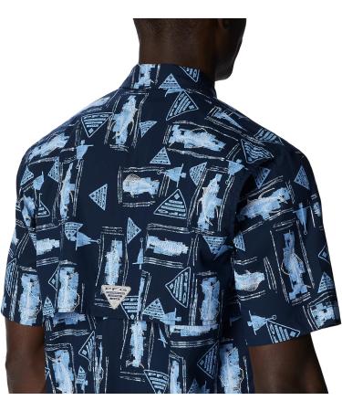 Columbia Men's Trollers Short Sleeve Shirt - Collegiate Navy Anchors Up XLT - Buy Online on SooperMarket.com