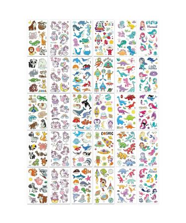 350+ Glow In The Dark Temporary Tattoos for Kids - Waterproof Luminous Fake Tattoo Sticker Assortment with Dinosaur, Unicorn, Mermaid, Space, Sea Animals - Boys and Girls - Buy Online on SooperMarket.com