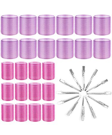 Hair Curlers Rollers, Cludoo 36Pcs Jumbo Big Hair Roller Sets with Stainless Steel Duckbill Clip, 2 Size Self Grip Hair Curlers Rollers for Long Medium Short Thick Fine Thin Hair Bangs Volume 36 Piece Set