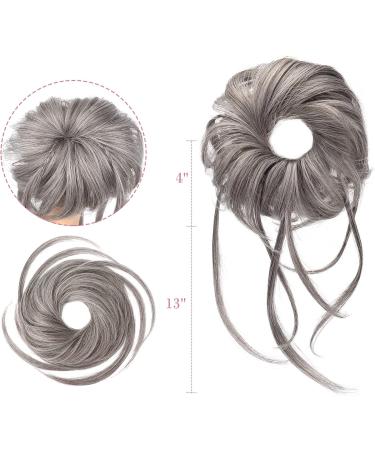 REECHO Super Long Tousled Updo Hair Bun Extensions - Gray/Brown Mix | Messy Bun Hair Piece with Elastic Band for Women - Buy Online on SooperMarket.com