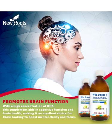 New Roots Herbal - Wild Omega 3 EPA 900mg DHA 600mg Lemon Flavour 200ml - Premium Fish Oil Liquid Omega 3 Supplement - High-Potency EPA & DHA for Overall Wellness - Pure Omega-3 Fatty Acids - Buy Online on SooperMarket.com