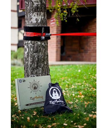 ZenMonkey Slackline Kit with Overhead Training Line, Arm Trainer, Tree Protectors, Carry Bag & Instructions - 60ft - Easy Setup for Family, Kids & Adults - Buy Online on SooperMarket.com
