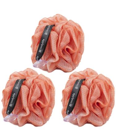 Bodylife Body Buffer Puff Exfoliating Bath & Shower Body Pouf Scrunchie Body Scrubber Copper & White 55g Triple Pack