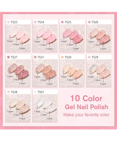 Shining She Jelly Gel Nail Polish Kit - 10 Color UV/LED Soak-Off Gel Set for Salon and Home Nail Art - 8ML - Buy Online on SooperMarket.com