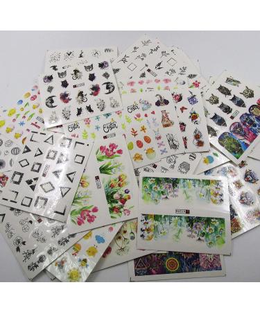 48 Sheet Water Transfer Nail Sticker Decals with Rhinestones, Metal Studs, Nail Files, Dotting Pen - Nail Art Tools Kit for DIY Manicure and Fingernail Designs - Buy Online on SooperMarket.com