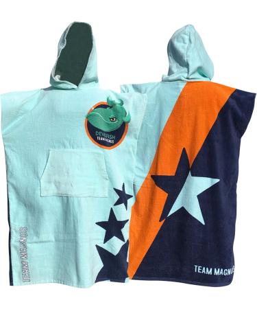 Team Magnus Kids Poncho Towel - Light Blue - One Size (4'-5'6) - Bathrobe for Kids - Buy Online on SooperMarket.com