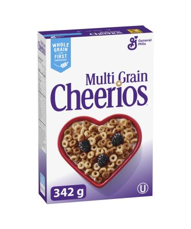 CHEERIOS Multi Grain Cereal Box Whole Grain is the First Ingredient 342 Grams Package of Cereal