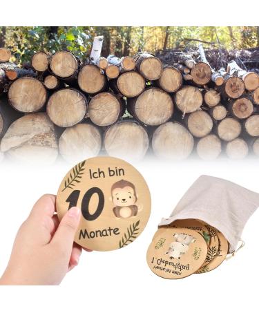 Funmo 15-Piece Baby Monthly Milestone Cards Double Sided Wooden Prop for Newborn Photography and Birth Announcements - Buy Online on SooperMarket.com