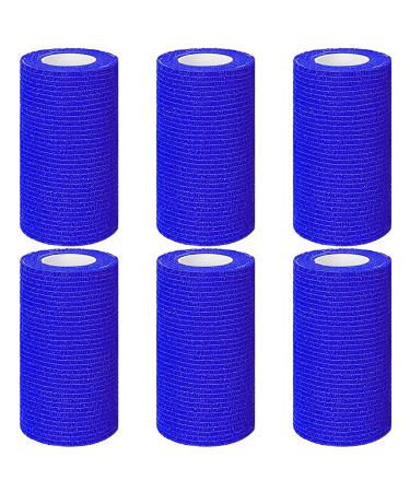 6 Rolls Cohesive Bandage 10cm X 4.5m Vet Wrap For Horses Self Adherent Vet Wrap & Pet Wrap Blue Dog Bandages Football Sock Wrap & Shin Guard Tape For Wrist & Ankle Sprains Swelling & Compression