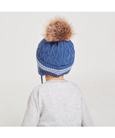 LANGZHEN Toddler Winter Hat | Earflap Knit Cap for Baby Boys Girls 2-4 Years | Blue-Pompon - Buy Online on SooperMarket.com