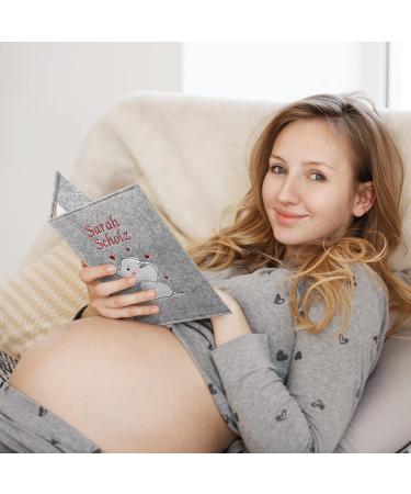 Cozy Racoon Personalized Elephant Mutterpass Cover | Felt Made in Germany | Ideal Gift for Pregnant Mothers with Pockets for Insurance & Ultrasound Images - Buy Online on SooperMarket.com