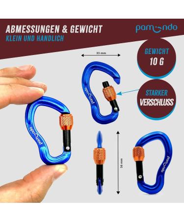 Pamindo Mini Carabiner Set - Screw Cap Aluminum Key Ring Hooks (2x Anthracite) for Outdoor & Travel - Buy Online on SooperMarket.com