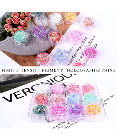 Ownest 12 Colors Holographic Chunky Glitter Gel Set - Christmas Party Makeup for Face, Body, Eyes, Lips, Hair, and Nails - Festive Chunky Glitter Eyeshadow - Mixable Formula, No Glue Needed - Buy Online on SooperMarket.com