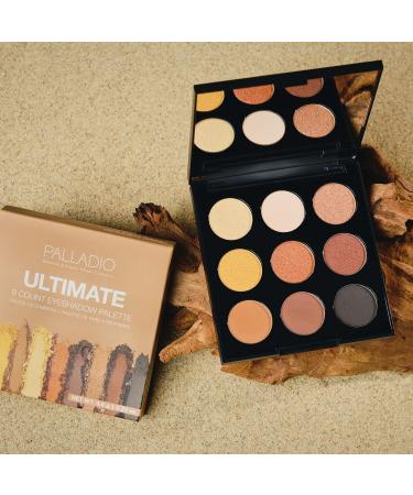Palladio Ultimate 9-Color Eyeshadow Palette - Talc-Free Formula, High Pigmented Matte & Shimmer Shades in Golden Sands - Long Lasting, Blendable Professional Makeup - Buy Online on SooperMarket.com