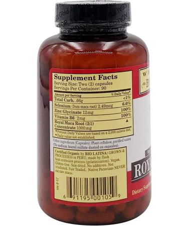 Royal Maca for Men - Gelatinized 500mg - 180 Vegetarian Capsules | Whole World Botanicals - Buy Online on SooperMarket.com