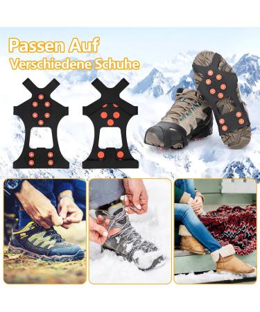 Buy Tboonor Ice Spikes for Shoes - Anti-Slip Crampons with 10 Spikes for Snow & Ice - Size L 40.5-45 (EU) - Orange Red - Buy Online on SooperMarket.com
