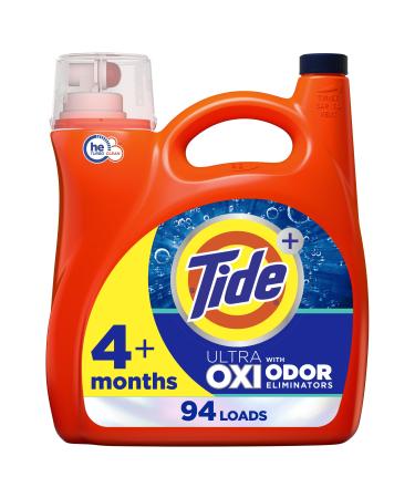 Tide Ultra OXI with Odor Eliminators Liquid Laundry Detergent Soap HE Compatible 94 Loads 132 fl oz 132 Fl Oz (Pack of 1) OXI