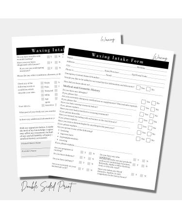 75 Wax Consumption & Post-Treatment Forms | A1 Size | Client Signature | 25 Intake 25 Constant 25 Follow-Up | International Shipping - Buy Online on SooperMarket.com
