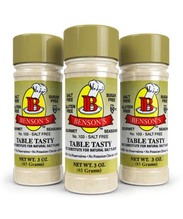 Bensons Table Tasty Salt Substitute - No Potassium Chloride, No Sodium Alternative - 6-Pack Plastic Bottles (3 oz each) - Buy Online on SooperMarket.com