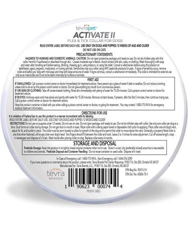 TevraPet Activate II Flea and Tick Collar for Dogs - 12 Month Prevention, 2 Count - One Size Fits All - Buy Online on SooperMarket.com