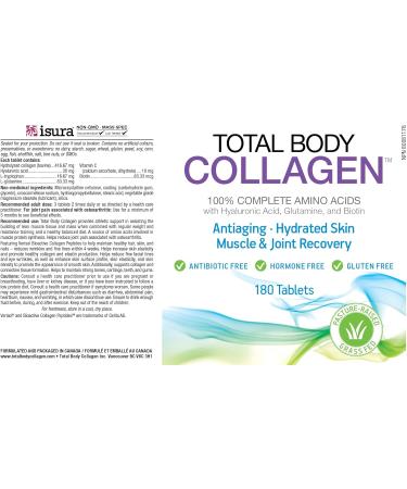 Total Body Collagen | Anti-Aging Hydrated Skin & Muscle & Joint Recovery | Effective for Nails & Skin Health | Reduces Eye Wrinkles & Increases Skin Elasticity - 180 Tablets 180 count (Pack of 1) - Buy Online on SooperMarket.com