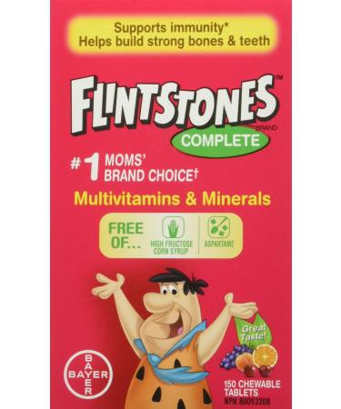 FLINTSTONES Complete Chewable Multivitamin for Kids Aspartame-Free with Vitamin A C6 B12 C D e & Calcium 150 count 150 count (Pack of 1)