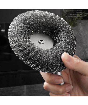 Pot Brush Scrubber Flexible Stainless Steel Pot Scourer with Hanger | Pots Cleaning Supplies for Non-Stick Pans Iron Pots Bowl Dishwashing Sink Puchen - Buy Online on SooperMarket.com