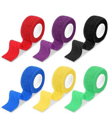 Heyu-Lotus 6 Pack Cohesive Bandages 2.5cm x 4.5m Vet Wrap Self Adherent Bandages Elastic Cohesive Tapes Pet Bandage Wraps for Dogs and Cats Assorted Colours (S)