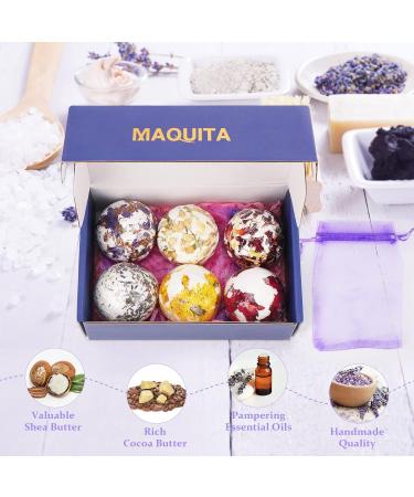 MAQUITA 6Pcs Handcrafted Bath Bombs for Stress Relief - Perfect Spa Aromatherapy Gift for Men, Women, Boys, and Girls - Ideal for Mothers Day, Birthday, Christmas - Buy Online on SooperMarket.com