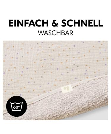 Hauck Topper & Towel for Changing Mat - Breathable Muslin & Terry Cloth Washable 60 C Unisex Design for Hauck Change N Clean (Beige Dots) - Ideal for Babies - Buy Online on SooperMarket.com