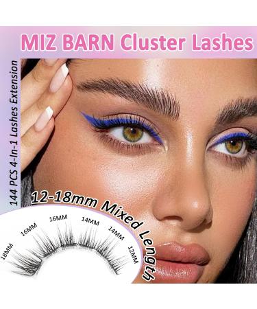 MIZ BARN Lash Clusters - 144pcs D Curl Eyelash Extensions (12-18mm) - Fluffy False Eyelashes for DIY at Home - Buy Online on SooperMarket.com
