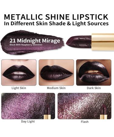 OULAC Metallic Shine Glitter Lipstick Black - Midnight Mirage (21) - Buy Online on SooperMarket.com