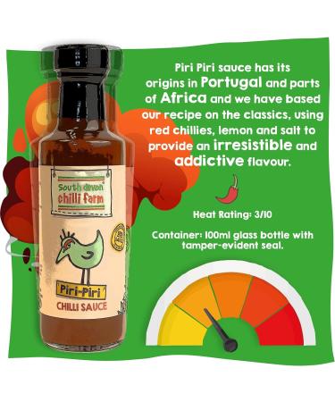 South Devon Chilli Farm Piri Piri Sauce | Made from Fresh Red Chillies- An Irresistible and Addictive Classic Lemony and Salty Savoury Sauce Heat Rating: 3/10-100ml Bottle - Buy Online on SooperMarket.com