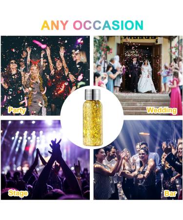 URAQT Body Glitter Gel Set - Holographic Mermaid Sequins & Chunky Cosmetic Glitter for Face, Body, Hair & Nails - Sparkling Festival Party Lotion - White, Silver & Gold - 3Pcs - Buy Online on SooperMarket.com