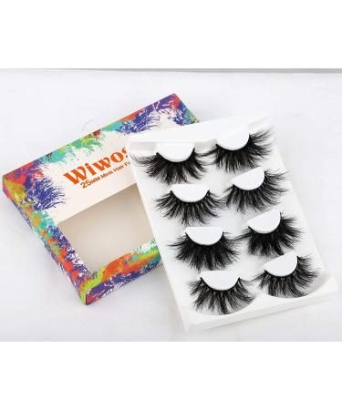 Wiwoseo 25MM Real Mink Eyelashes - 4 Styles Fluffy Thick Dramatic False Lashes - Buy Online on SooperMarket.com
